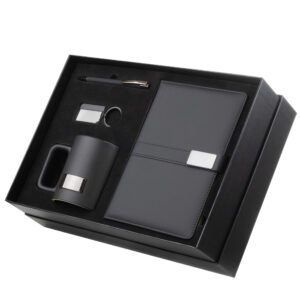 Kit escritório Caderno, Caneca e Caneta Metalica