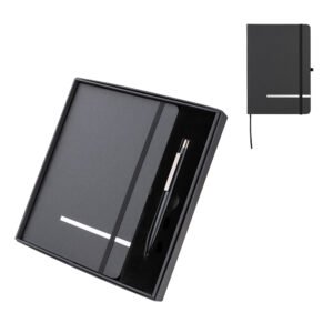 Kit Escritório Caderno tamanho A5 com capa dura e Caneta Metal